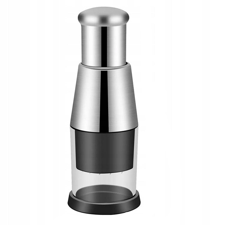 Tocator manual pentru fructe si legume, Zola, 5 lame, rotire automata, otel inoxidabil, 16 x 6 cm, negru/argintiu Tocator manual pentru fructe si legume, Zola, 5 lame, rotire automata, otel inoxidabil, 16 x 6 cm, negru/argintiu